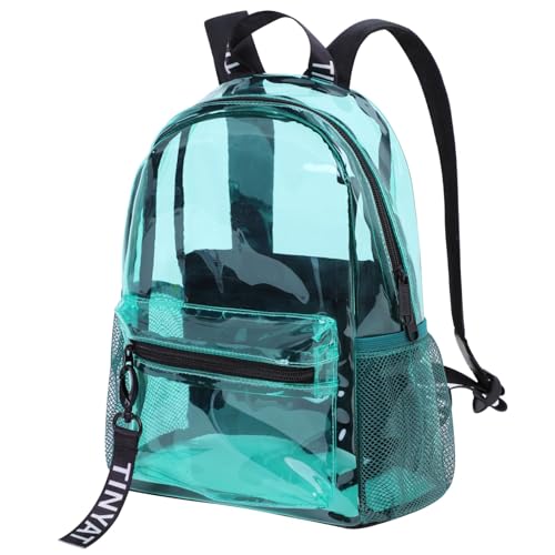 Tinyat Green Small Clear Backpack for Women - See Through Travel Bag