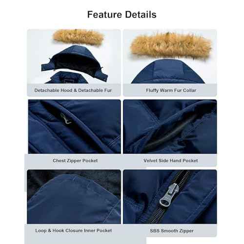 Pursky Men's Puffer Jacket Waterproof Winter Bubble Coats Ski Parka Fur Hooded