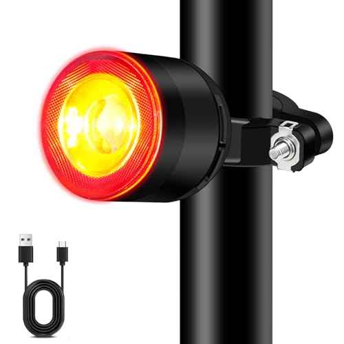 Cruxer Ultra Bright Bike Tail Light 200 Lumen Compact Bicycle Rear Light, USB-C Rechargeable, Smart Brake Sensing up to 300 Lumen, 8 Light Intensity Levels, 4 Lighting Modes, IP66 Waterproof