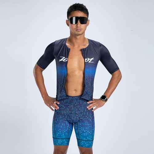 Zoot Men¡¯s LTD Tri Aero Fz Racesuit, Short Sleeve Aerodynamic Cycling Race Swim Bike Run Tri Suit with Pockets UPF 50+ Fabric