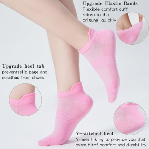 Ankle Socks Women & Men 6-12 Pairs Thin Low Cut No Show Socks with Tab - 9-11 Size, 6 Colors