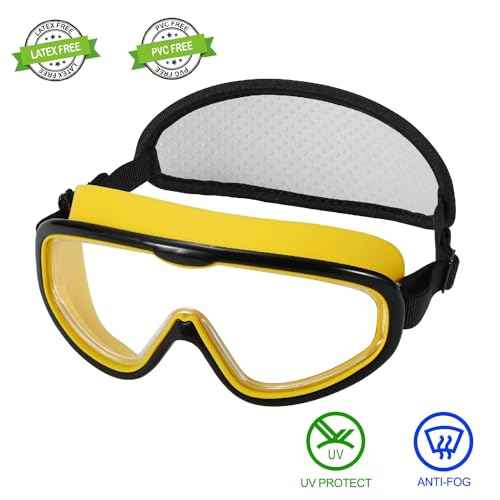 Kids Swim Goggles Age 3-8, Toddler Goggles No Hair Pull,Child Swimming Mask Fabric Strap (1PK Kids - Yellow)