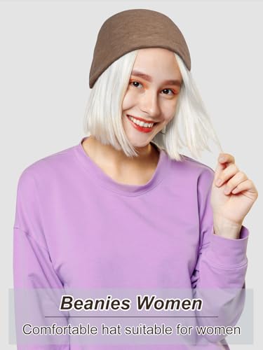 Large Grey Coffee Cotton Slouchy Beanie Hat for Women & Men
