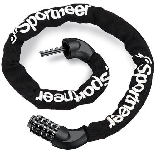 Sportneer Bike Lock 5-Digit Combination Heavy Duty 4ft Long, 6mm Thick