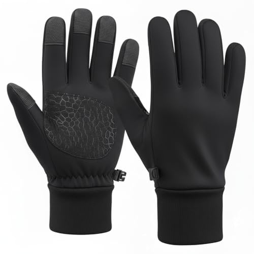 Large Black Waterproof Snow Gloves for Men Women - Winter Thermal Gloves