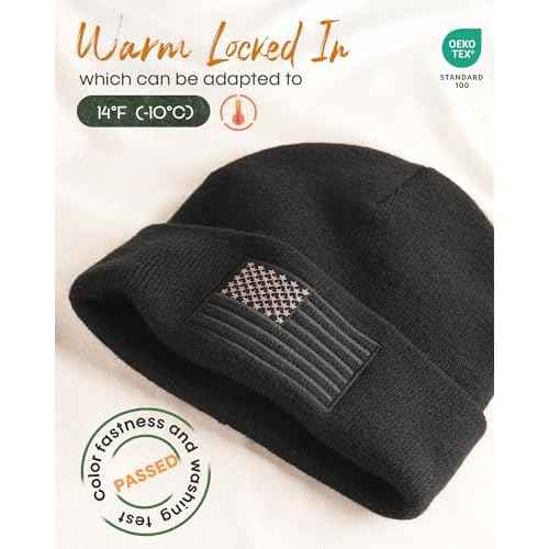 FURTALK American Flag Embroidered Beanie for Men Women Winter Hat Knitted Unisex Skull Cap
