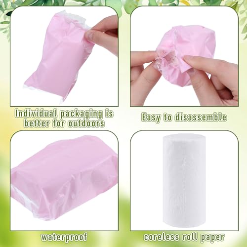 Travel Toilet Paper Rolls - Soft Bulk Pack, 12 Pink Rolls, Compact & Lightweight