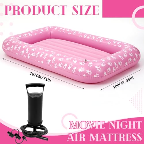 Inflatable Travel Air Mattress with Pump - 71 Inch Pink Camping Bed