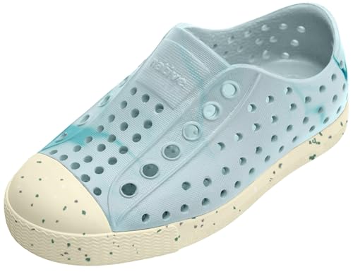 Toddler Sneakers - Dawn Blue & Bone White Speckles - Native Shoes Jefferson Bloom Print Unisex Kids