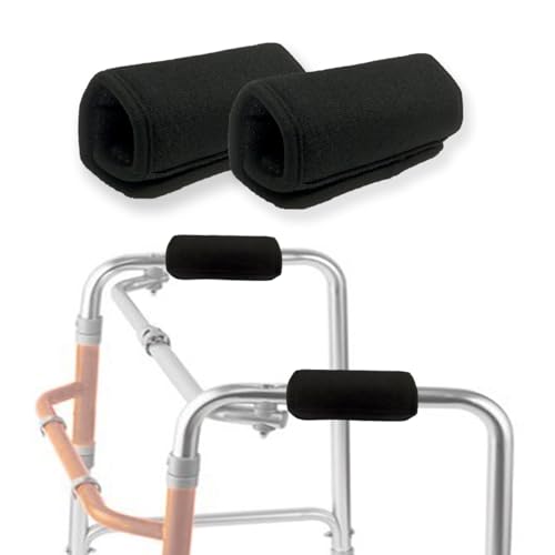 Universal Walker Hand Grip Covers with Memory Foam Padding, Washable, Black