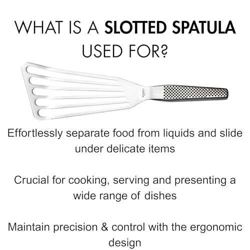 Global Fish Spatula, Rust Resistant Stainless Steel, Angled Slotted Turner, GS-27
