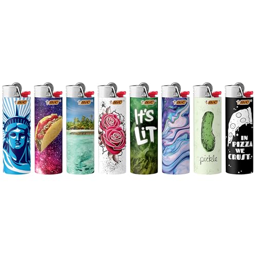 Set of 8 Fun Collectible Pocket Lighters - Assorted Designs
