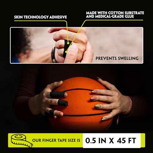 Finger Tape 2, 3, 6 or 12 Pack Black | Residue Free Skin Friendly Strong Athletic Sports Tapes | 0.5¡± x 45 Feet for Rock Climbing Martial Arts (2, Black)