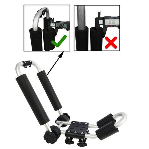 Upgraded Universal Folding Kayak Rack, J-Bar Carrier for Canoe Boat SUP Ski, Mount on Car Roof Top Crossbar, Includes 4 Ratchet Straps, 2 Anchor Straps (1 Pair, Aluminum)