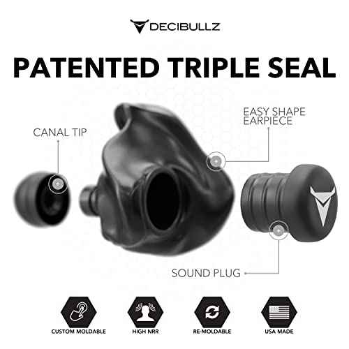 Decibullz - Custom Molded Earplugs, 31dB Highest NRR, Comfortable Hearing Protection for Shooting, Travel, Work and Concerts