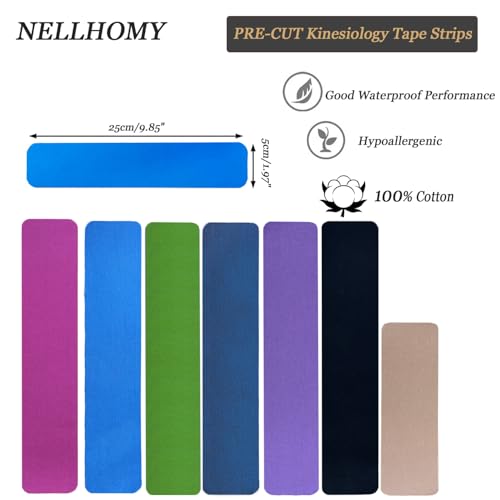 Kinesiology Tape Precut-85 Strips | Elastic Cotton Athletic Tape for Joints Support & Muscle Pain Relief-2inch x 10inch| Hypoallergenic & Waterproof K Tape for Ankle Knees Running Any Activity(7Color)