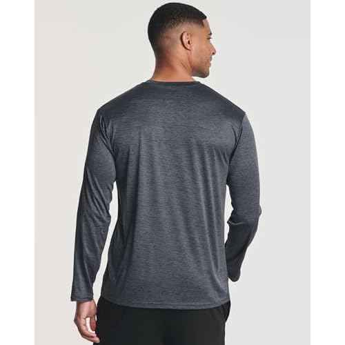 Real Essentials 4 Pack: Mens Long Sleeve Dry Fit T Shirts Hiking Fishing Workout Gym Work Sun UPF 50 Wicking Running Tee