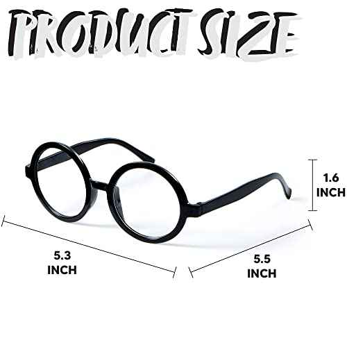 Spooktacular Creations Wizard Glasses, Halloween Black Round Glasses, Black Circle Eyeglasses for Kids & Adults Halloween Accessories Costume