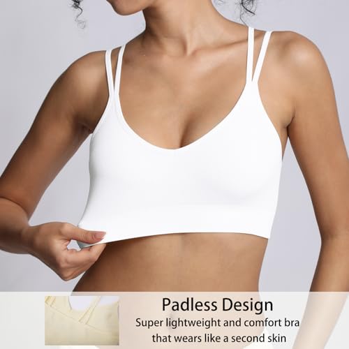 Unpadded Seamless Support Sports Bras for Women - Black, Charcoal, White, X-Large