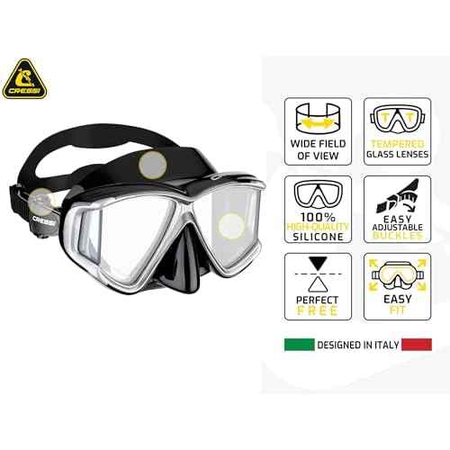 Cressi Panoramic Wide View Mask & Dry Snorkel Kit for Snorkeling, Scuba Diving - Pano 4 & Supernova Dry: Designed in Italy