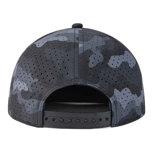 Men Flat Brim Adjustable Performance Hat Snapback Laser Perforated Baseball Cap