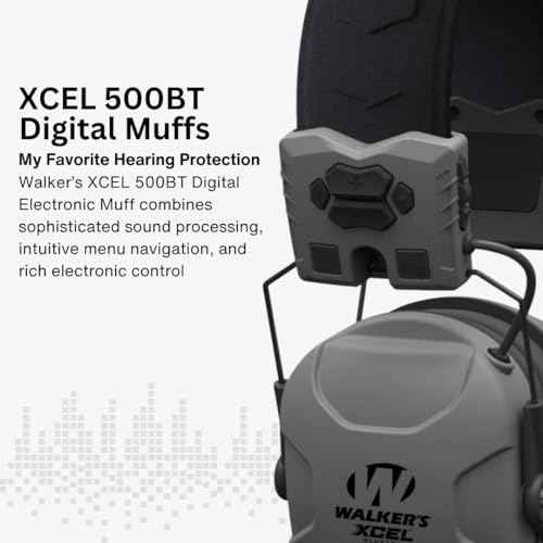 Walker's XCEL 500BT Digital Electronic Muff with Voice Clarity and Bluetooth and Crosshair Sport Shooting Glasses Bundle