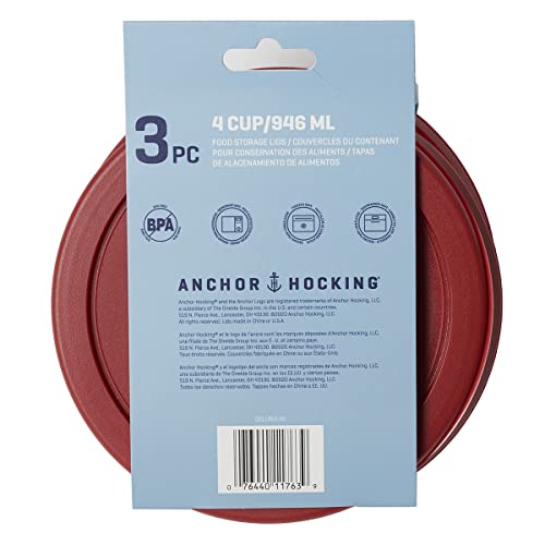 Replacement Lids for 4-Cup Glass Food Storage Containers - Set of 3, Compatible with Pyrex