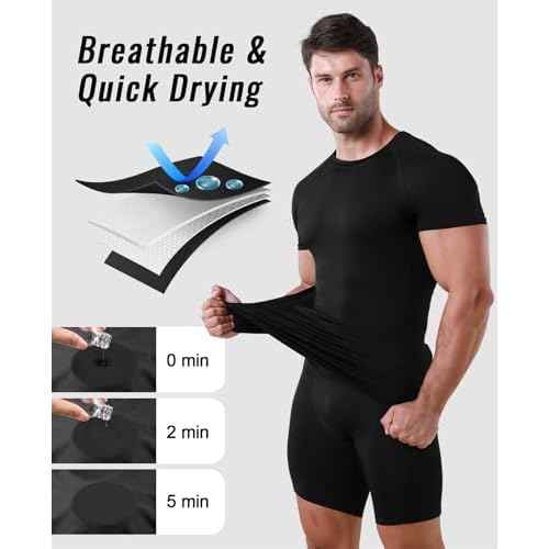 Niksa Men's Compression Shirts, Compression Shirts for Men Short Sleeve Athletic, Quick Dry Workout T Shirts Base Undershirt