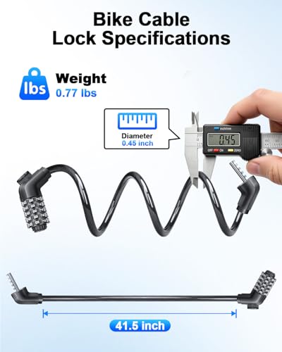5 Digit Combination Bicycle Lock 41.5 Inch Heavy Duty Steel Cable Lock with Mounting Bracket