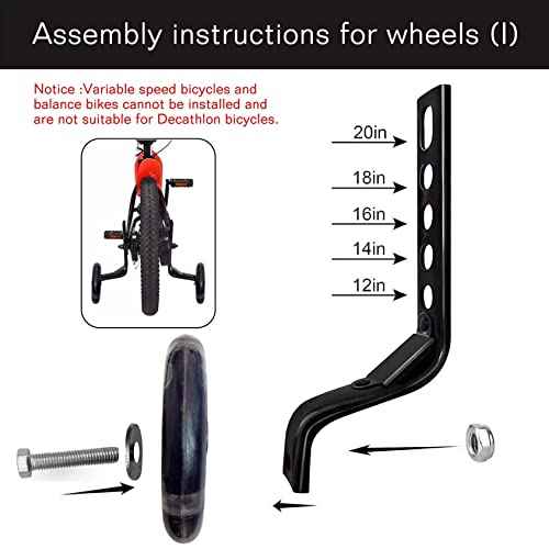 DDJKCZ Training Wheels Flash Mute Wheel Bicycle Compatible for Bikes of 12 14 16 18 20 Inch
