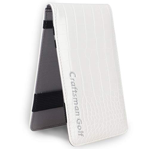 White Crocodile Pattern Golf Scorecard Holder and Yardage Book Cover - Custom Name Stitching