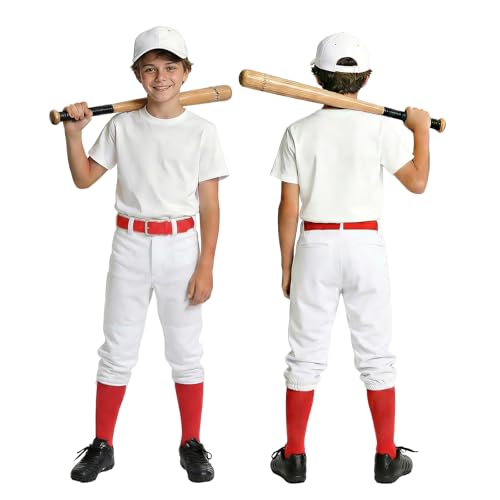 Youth Boys & Girls Baseball Pants - Toddler to Teen Sizes, White, 6 Years Variation