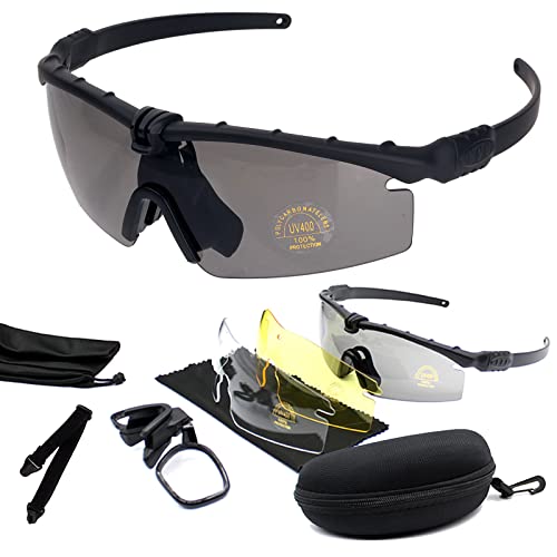 Black Sports Goggles with Anti-Fog Glasses and 3 Interchangeable Lenses - ToopMount