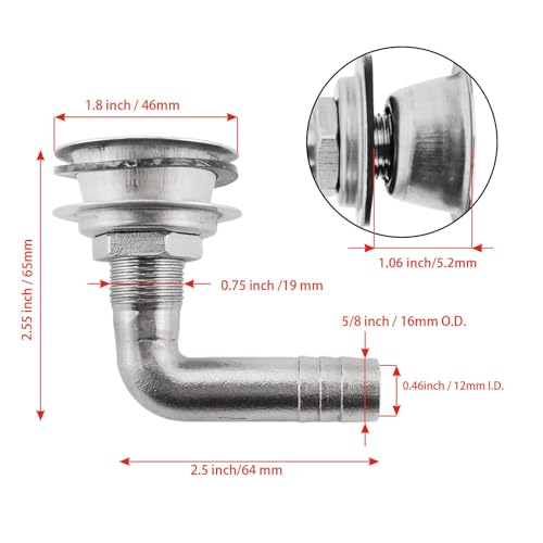Marine Stainless Steel 316 Boat Gas Fuel Tank Vent with Cap - 5/8 Inch Hose Fitting