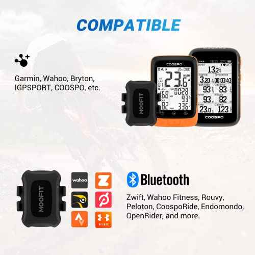 MOOFIT Speed/Cadence Sensor,ANT+ Bluetooth Cycling Cadence Sensor,Wireless RPM Sensor for Bicycle or Spin Bike,IP67 Speed and Cadence Sensor Compatible with Wahoo, Zwift, Openrider, Peloton