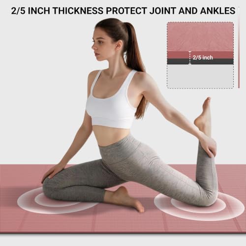 Pink & Gray Foldable Yoga Mat - 10mm Extra Thick Non-Slip TPE for Home Gym & Workout