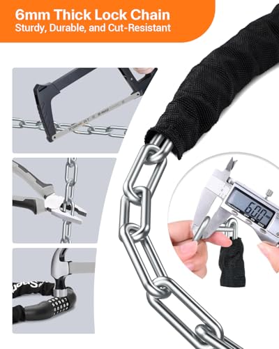 Sportneer Bike Lock 5-Digit Combination Heavy Duty 4ft Long, 6mm Thick