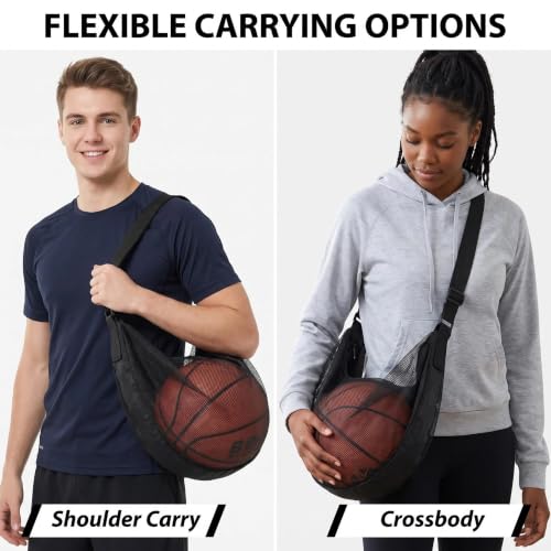Mesh Sling Ball Bag for Soccer, Basketball & Volleyball - Portable Sports Gear