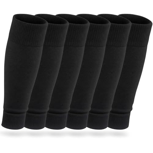 Pre Cut Soccer Socks & Leg Sleeves for Football Baseball Softball Rugby - Black Large - 3 Pairs