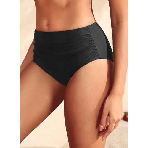 Daci Mid Rise Bikini Bottoms for Women - 2025 Full Coverage Bathing Suit Bottom Tummy Control Swimsuit Bottom