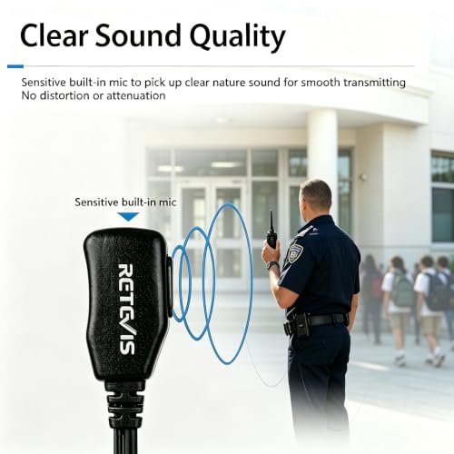 Retevis Walkie Talkie Earpiece with Mic - Acoustic Tube, Compatible with RT22/RT21/RT68/H777/RT86