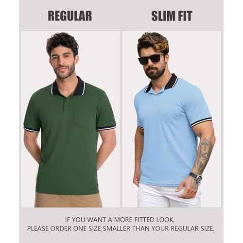 ZITY Mens Polo Shirts Casual Short Sleeve Athletic T-Shirts Classic Contrast Collar Shirt with Pocket