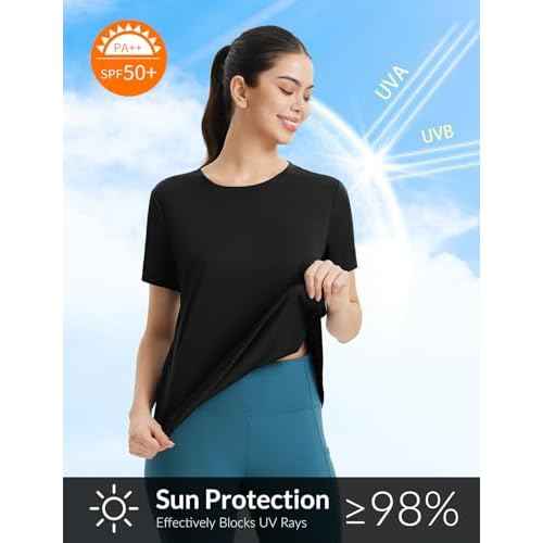 baleaf Women's Short Sleeve Workout Tops Athletic Running Shirts Quick Dry T-Shirts Loose Fit Gym Yoga Tee UPF 50+