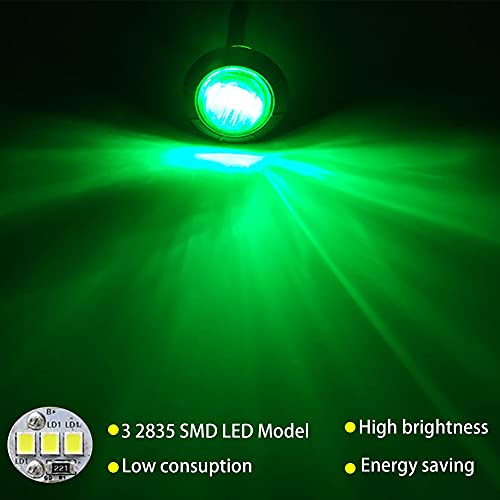 Green Waterproof Marine LED Lights 10 Pcs - Boat Interior & Navigation Deck Lamps