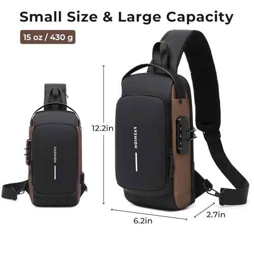 Sling Bag for Men | Anti-theft Crossbody Bag - PU Leather Crossbody Shoulder Bag - Chest Bag for Daily use