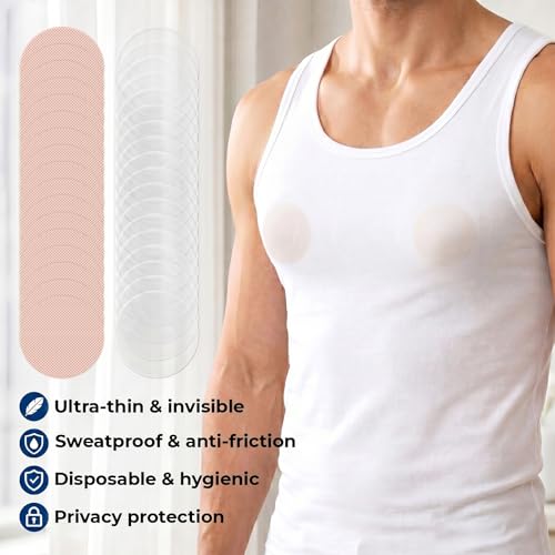 Men's Nipple Covers 400 Pcs Anti-Chafing Tape for Running Workout White