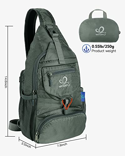 Waterfly Grey Packable Crossbody Sling Backpack for Hiking Travel