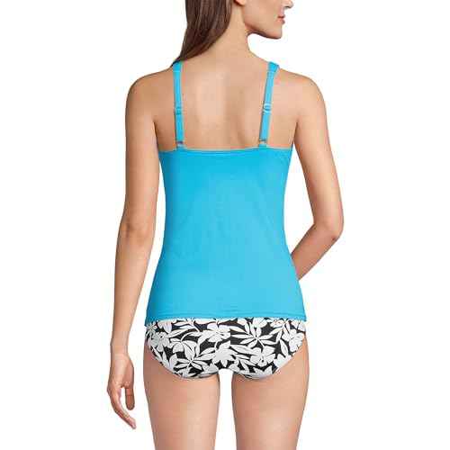 Lands' End Womens Chlorine Resistant Underwire Wrap Tankini Top Turquoise Regular 12