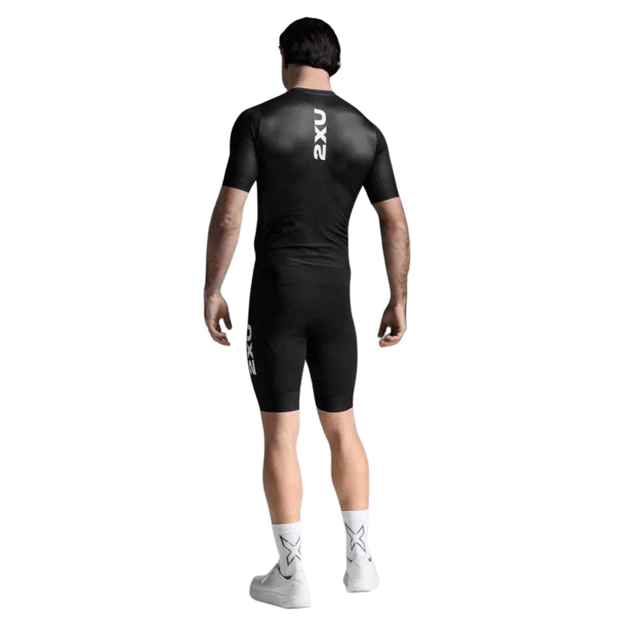 2XU Men's Aero Hex Sleeved Tri Suit (US, Alpha, XX-Large, Regular, Regular, Standard, Black/White)