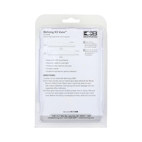 Bohning X3 Vane 3.5-Inch Arrow Fletching - White / 36 Pack